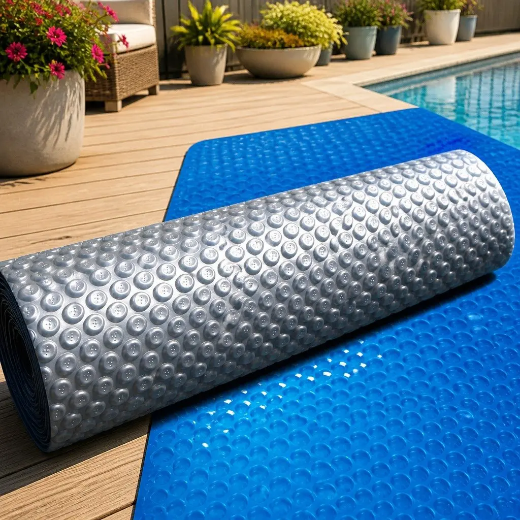 Solar Pool Cover 8x4.2m 500 Micron Swimming Pool Blanket Blue Silver Bubble