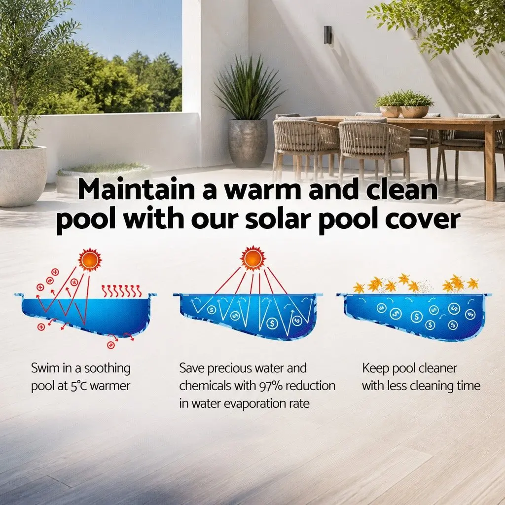 Solar Pool Cover 8x4.2m 500 Micron Swimming Pool Blanket Heat Retention Blue