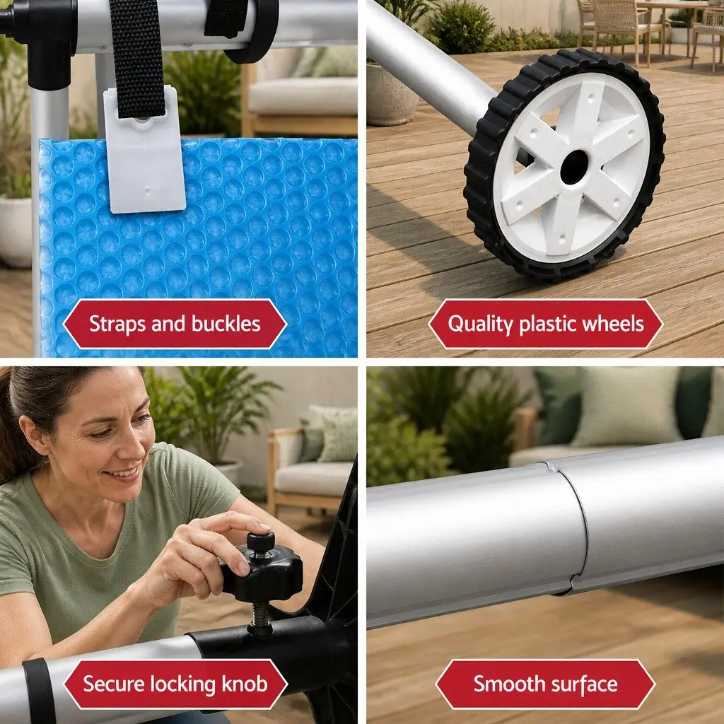 Pool Cover 8x4.2m 400 Micron Solar Blanket Roller Aluminium Heat Distribution