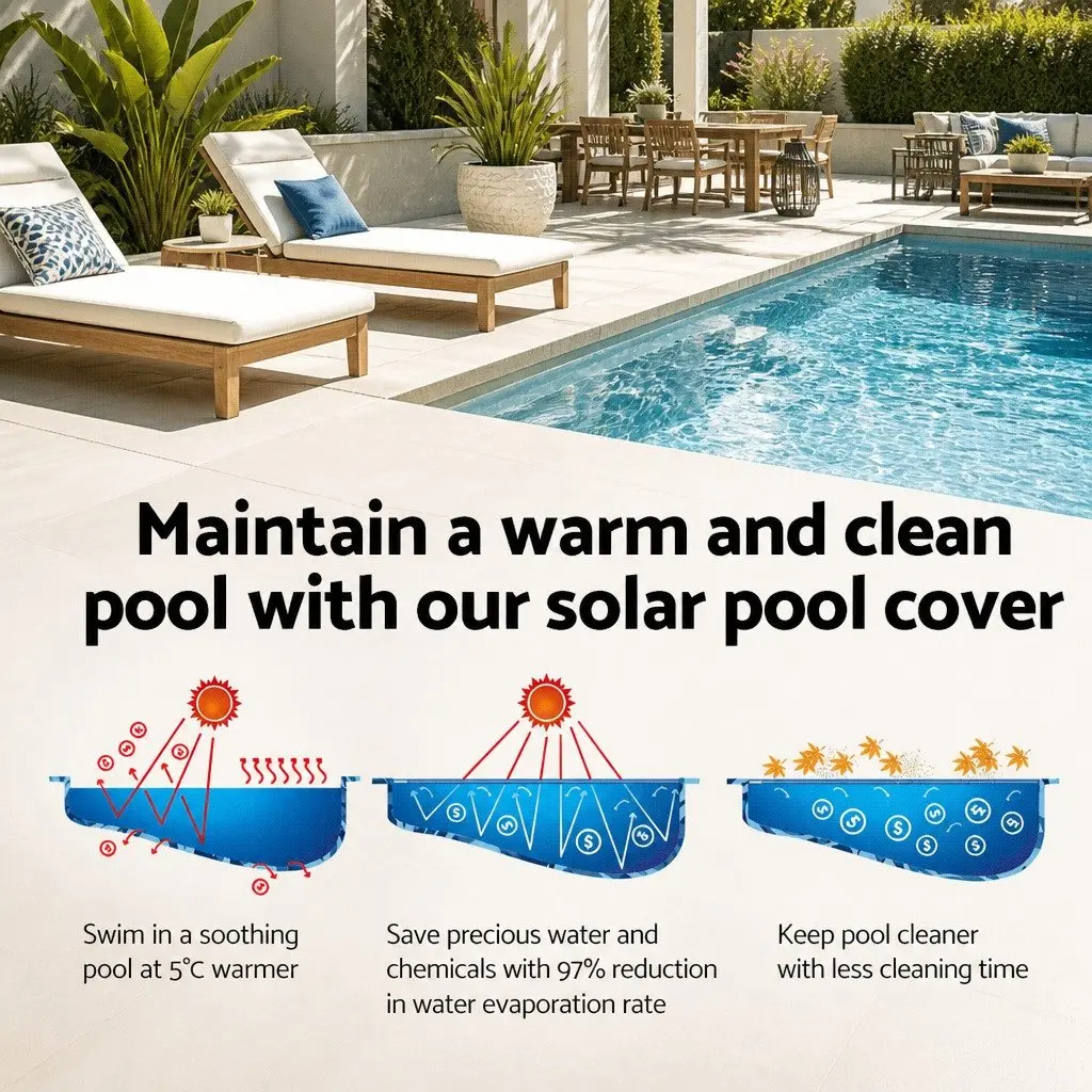 Solar Pool Cover 8x4.2m 400 Micron Swimming Blanket Blue Silver Heat Retention