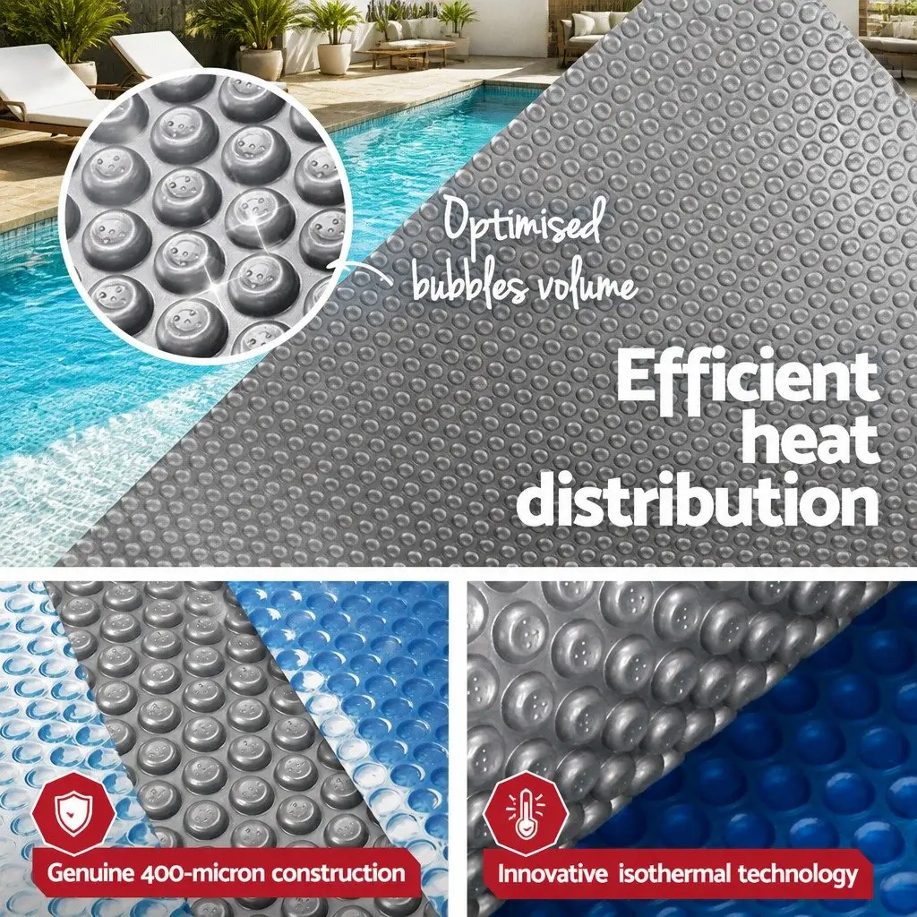 Solar Pool Cover 8x4.2m 400 Micron Swimming Blanket Blue Silver Heat Retention
