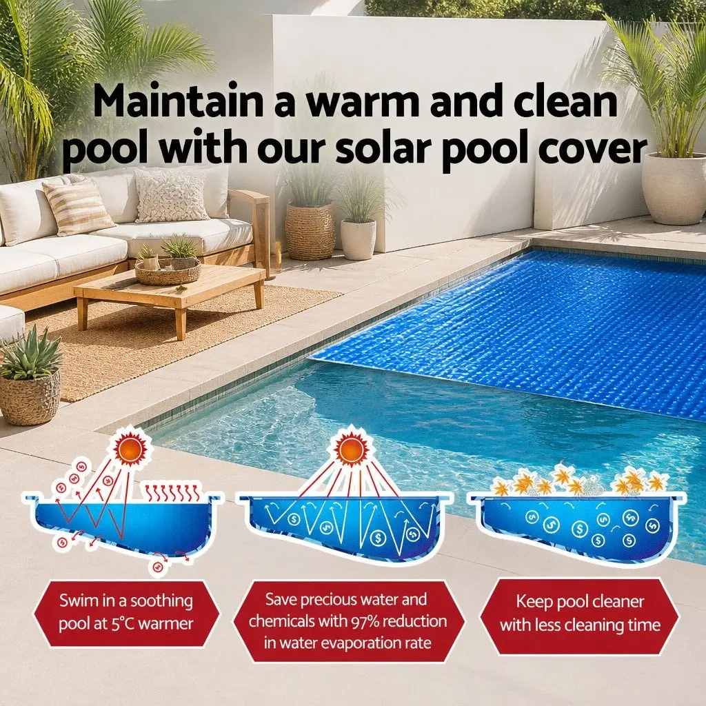 Solar Pool Cover 8M x 4.2M 400 Micron Blue Low Density Polyethylene