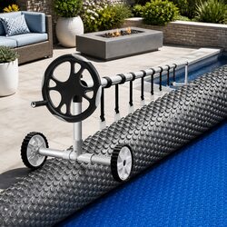 Solar Pool Cover 8x4.2m with Roller for Easy Maintenance