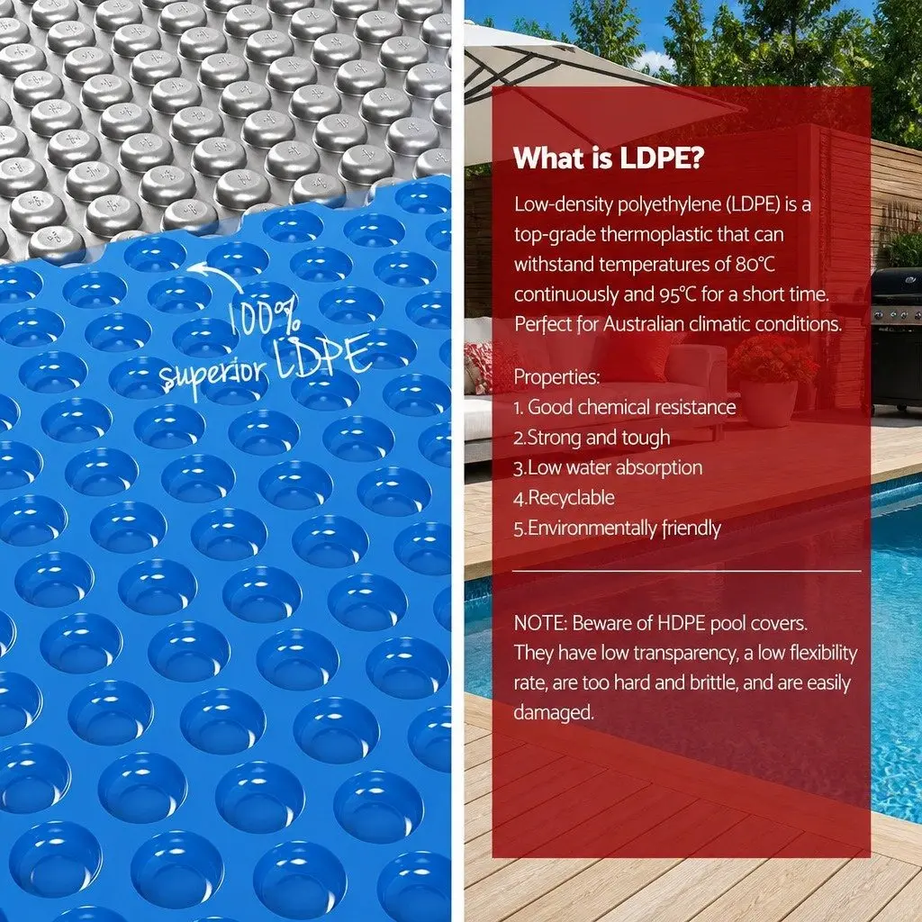 Solar Pool Cover 8x4.2m 600 Micron Bubble Heat Blanket Blue Silver Isothermal