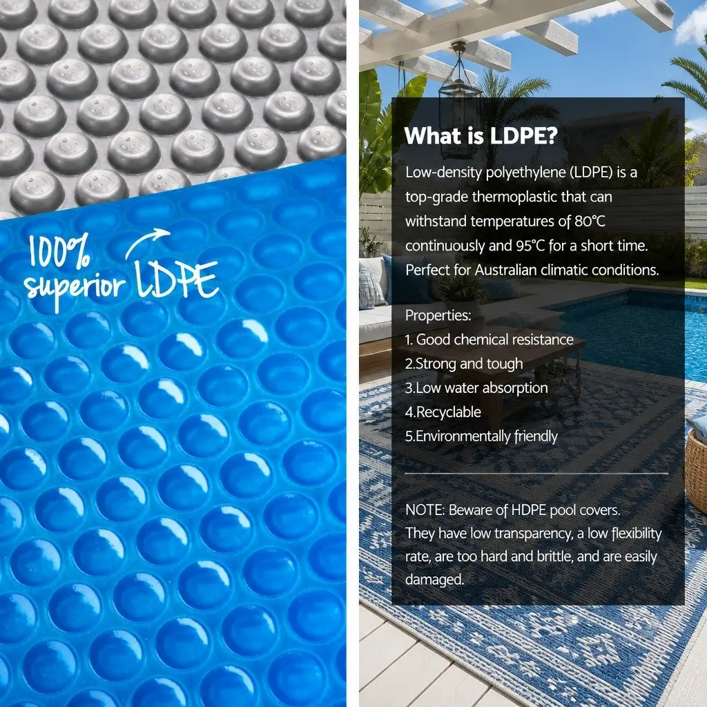 Pool Cover 500 Micron Blue 8.5x4.2m with Aluminium Roller 5.5m Width