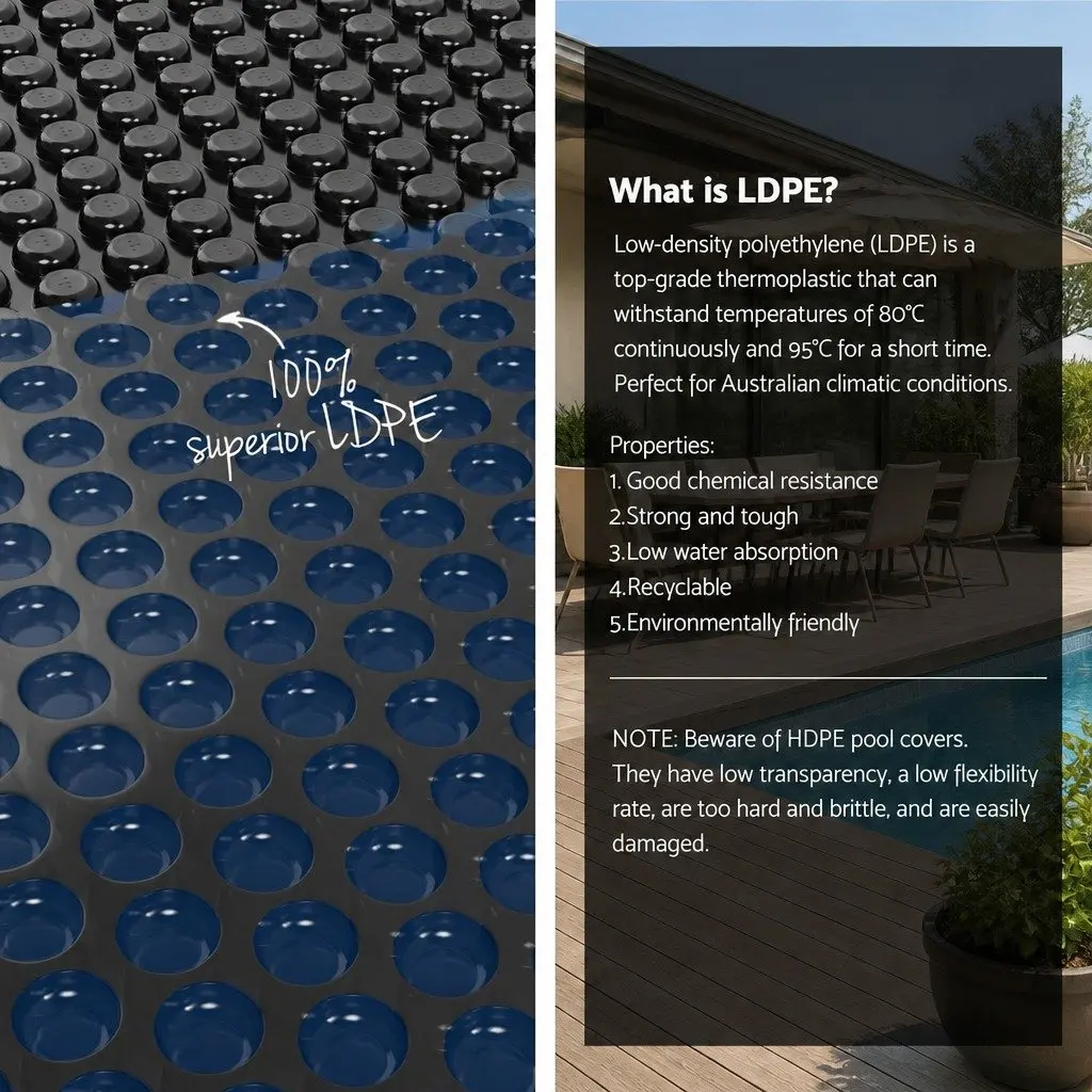 Solar Cover 8.5x4.2m 600 Micron Bubble Blanket Blue Black for Swimming Pool Heat Retention and UV Protection