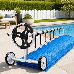 Practical Solar Pool Cover and Roller for Every Home