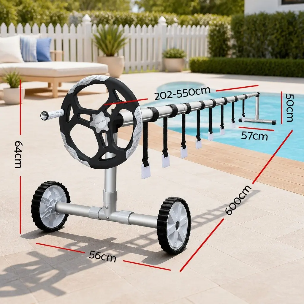 Pool Cover Solar Blanket Roller 500 Micron Adjustable Aluminium 8.5x4.2m Blue Silver for Protecting and Heating Swimming Pool