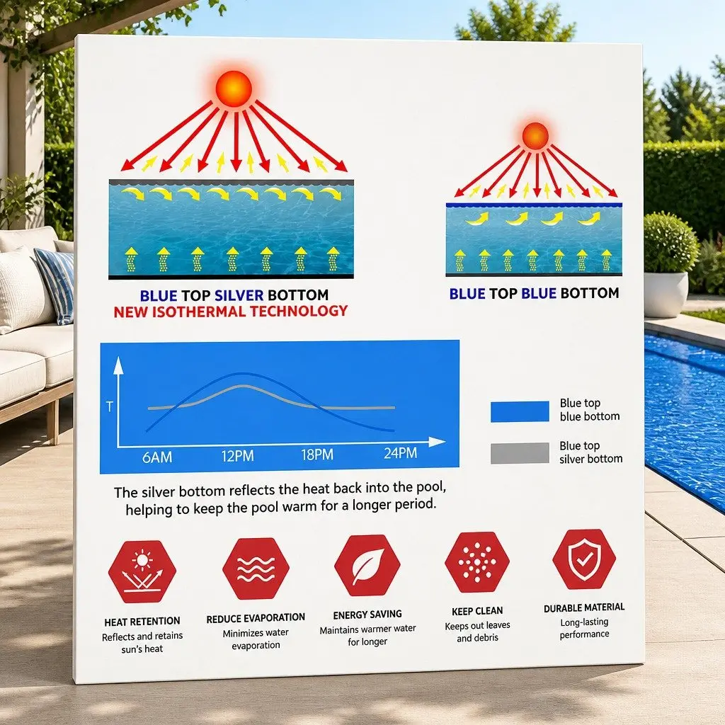 Solar Pool Cover 500 Micron 8.5x4.2m Blue Silver Isothermal