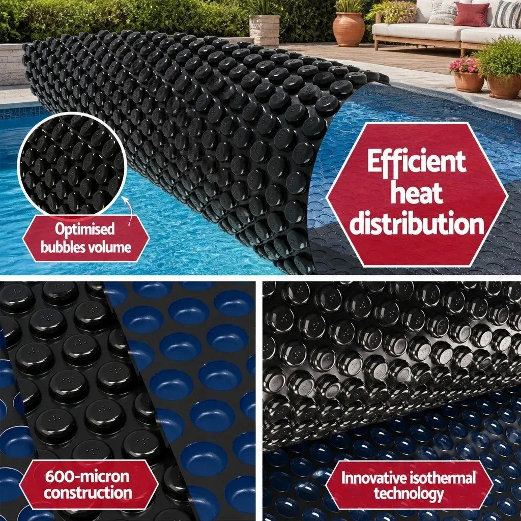 Solar Pool Cover Blue 9.5m x 5m Durable 600 Micron Bubble Heat Retention Blanket