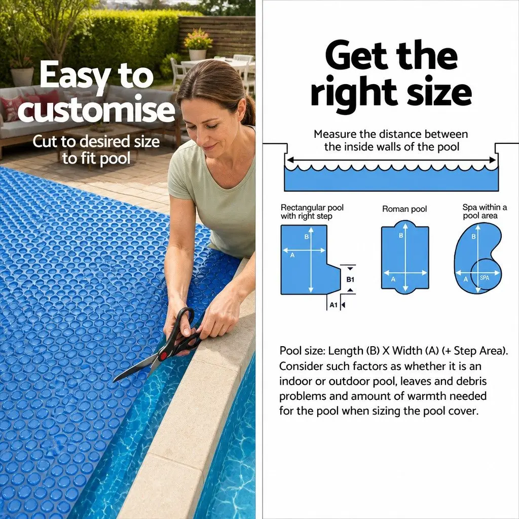 Solar Pool Cover Blue 9.5m x 5m Durable 600 Micron Bubble Heat Retention Blanket