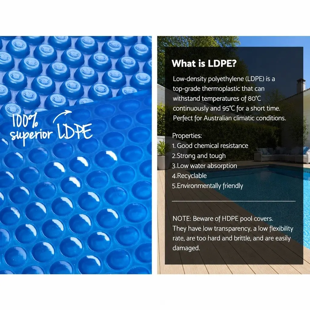 Pool Cover 500 Micron Solar Blanket 9.5x5m with Aluminium Roller 5.5m Width Blue
