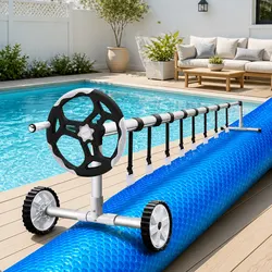 Practical Solar Pool Cover and Roller for Everyday Use