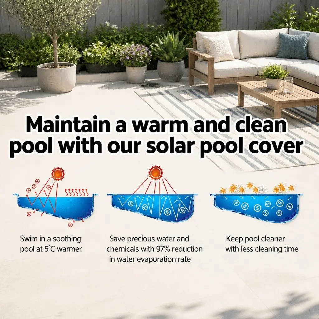 Solar Pool Cover 9.5x5m 500 Micron Blue Swimming Pool Blanket Thermal Bubble