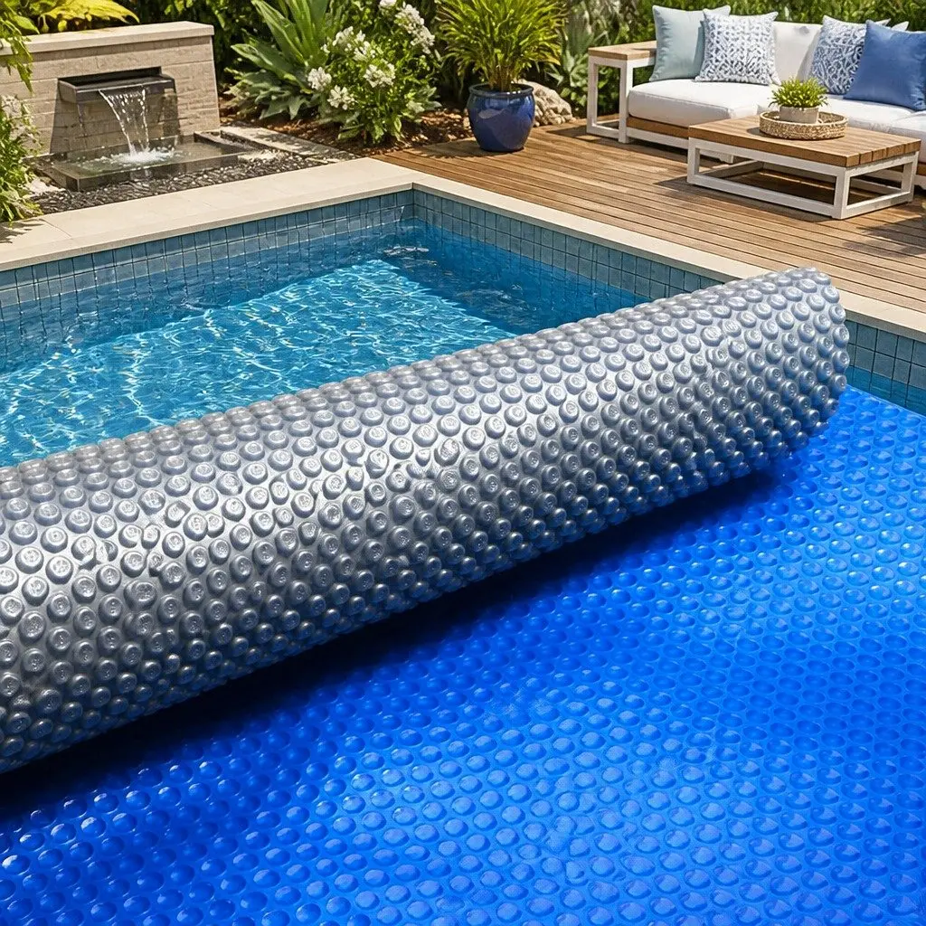 Solar Pool Cover 9.5m x 5m 400 Micron Bubble Blue Silver Heat Retention Swimming