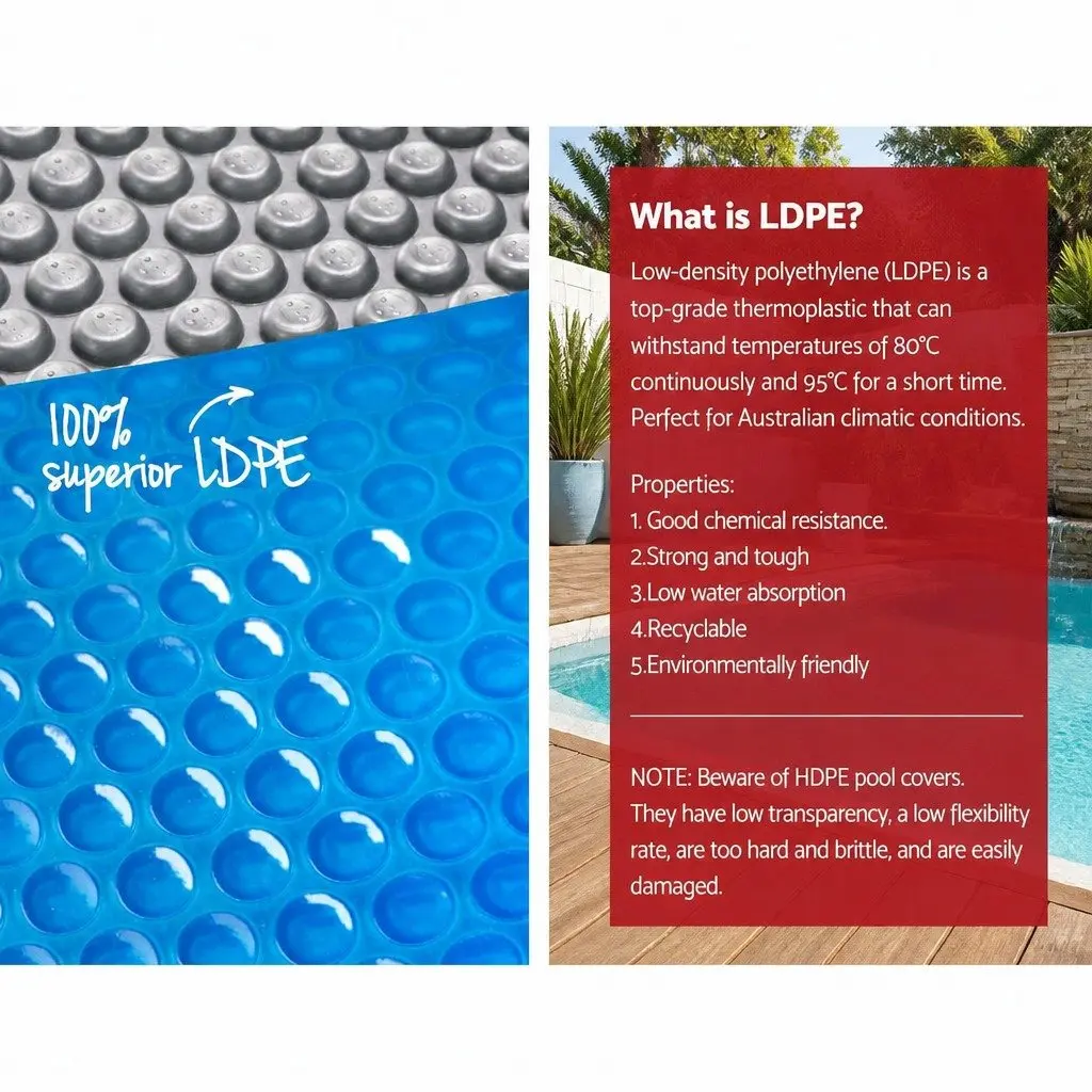Solar Pool Cover 9.5m x 5m 400 Micron Bubble Blue Silver Heat Retention Swimming
