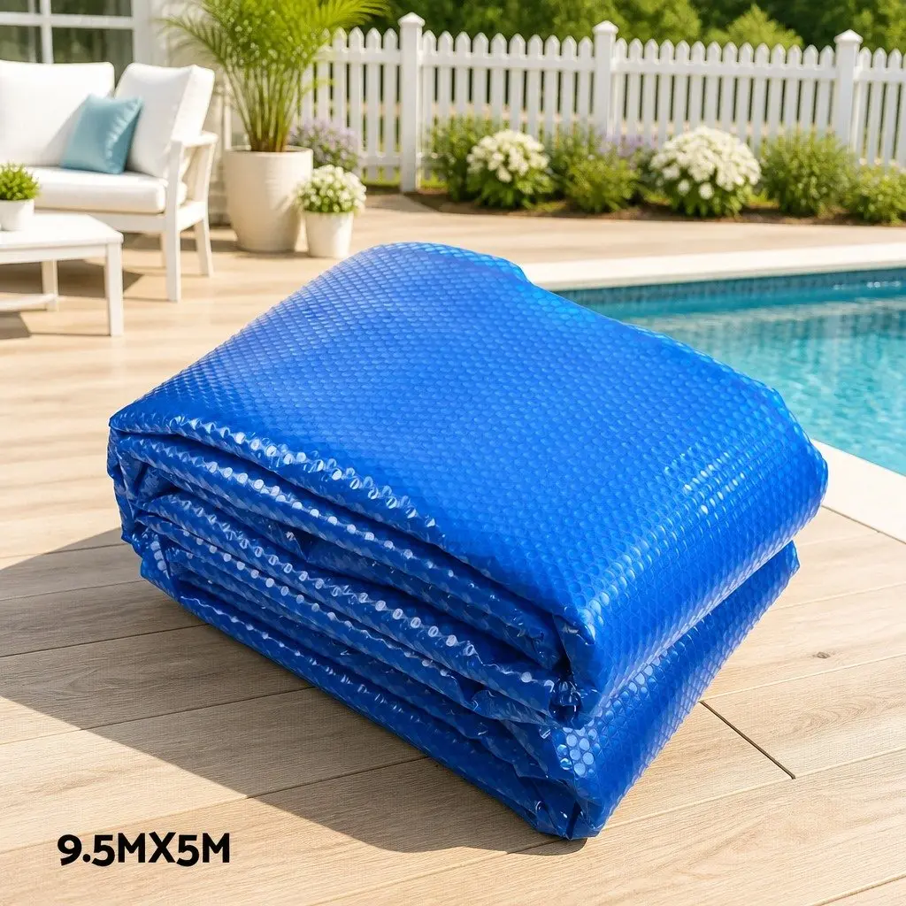 Pool Cover 9.5x5m 400 Micron Solar Blanket with Aluminium Roller 6m Adjustable