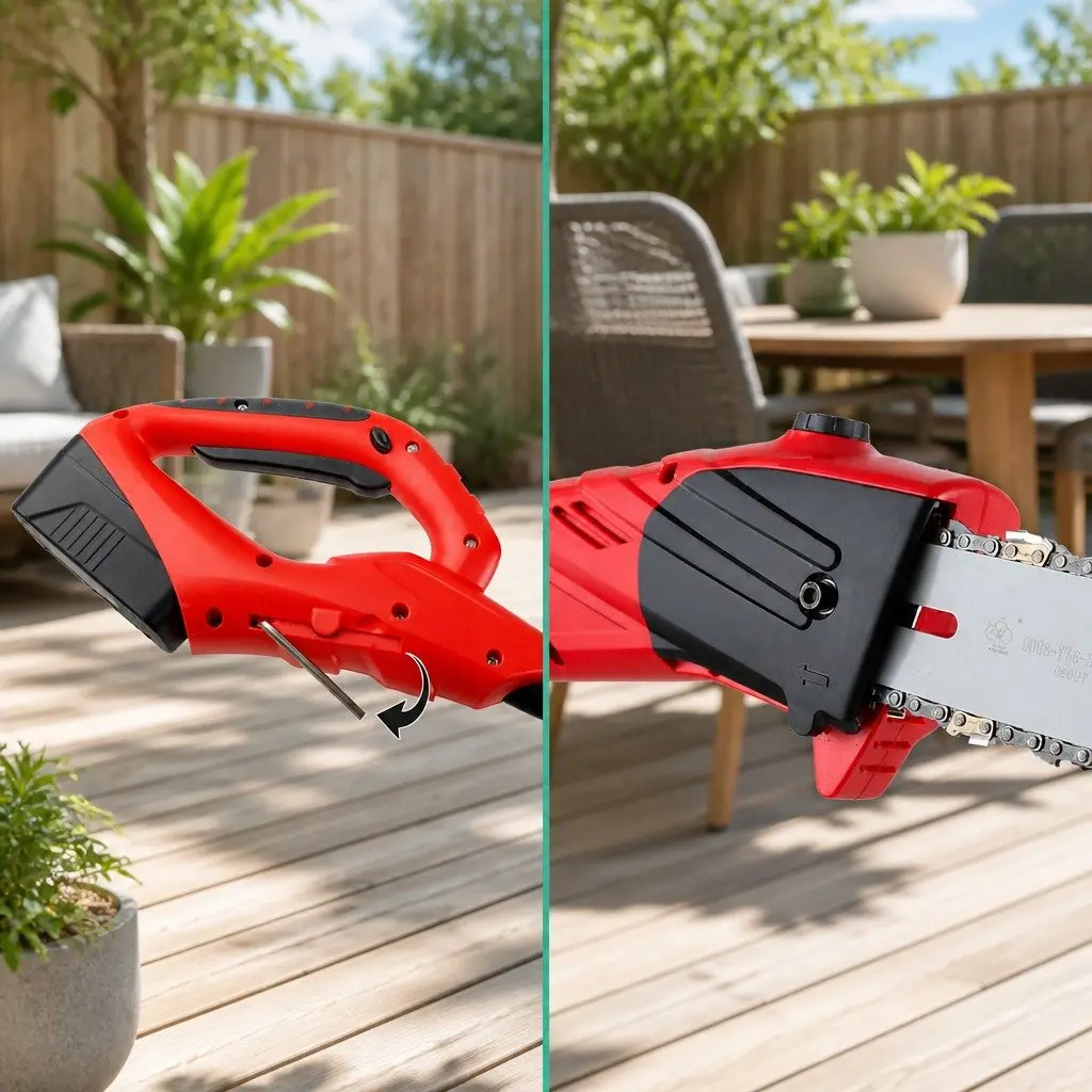 Cordless Pole Chainsaw Lithium Battery 20V 8 Inch Red Black Aluminium 2.7m