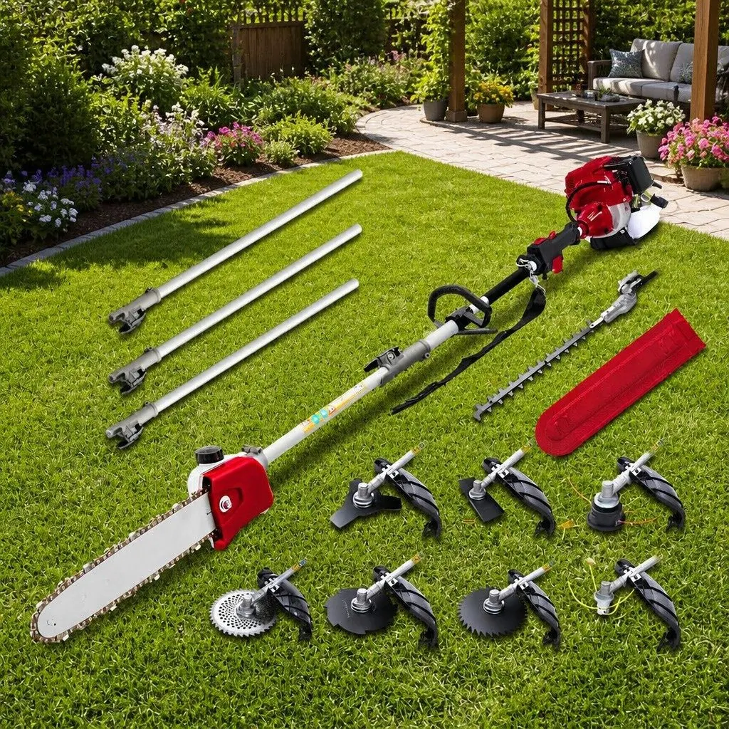 4 Stroke Petrol Pole Chainsaw 12 Inch Red Multi Tool 9 in 1
