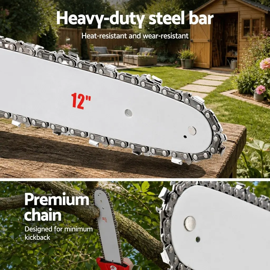 Pole Chainsaw 31cc 4-Stroke Petrol 12 Inch Red Garden Cutting Tool