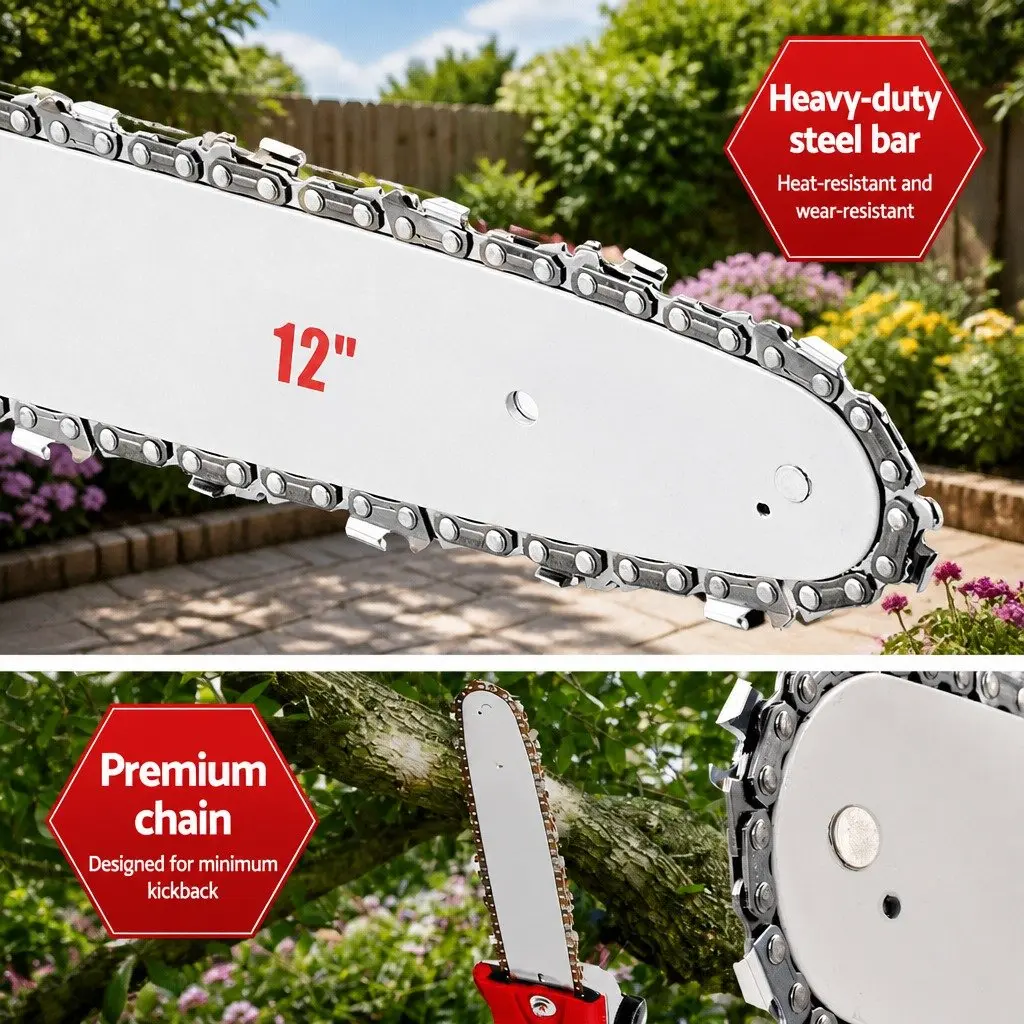 52cc Petrol Powered Chainsaw 12 Inch Bar 7 In 1 Garden Multi Tool Red