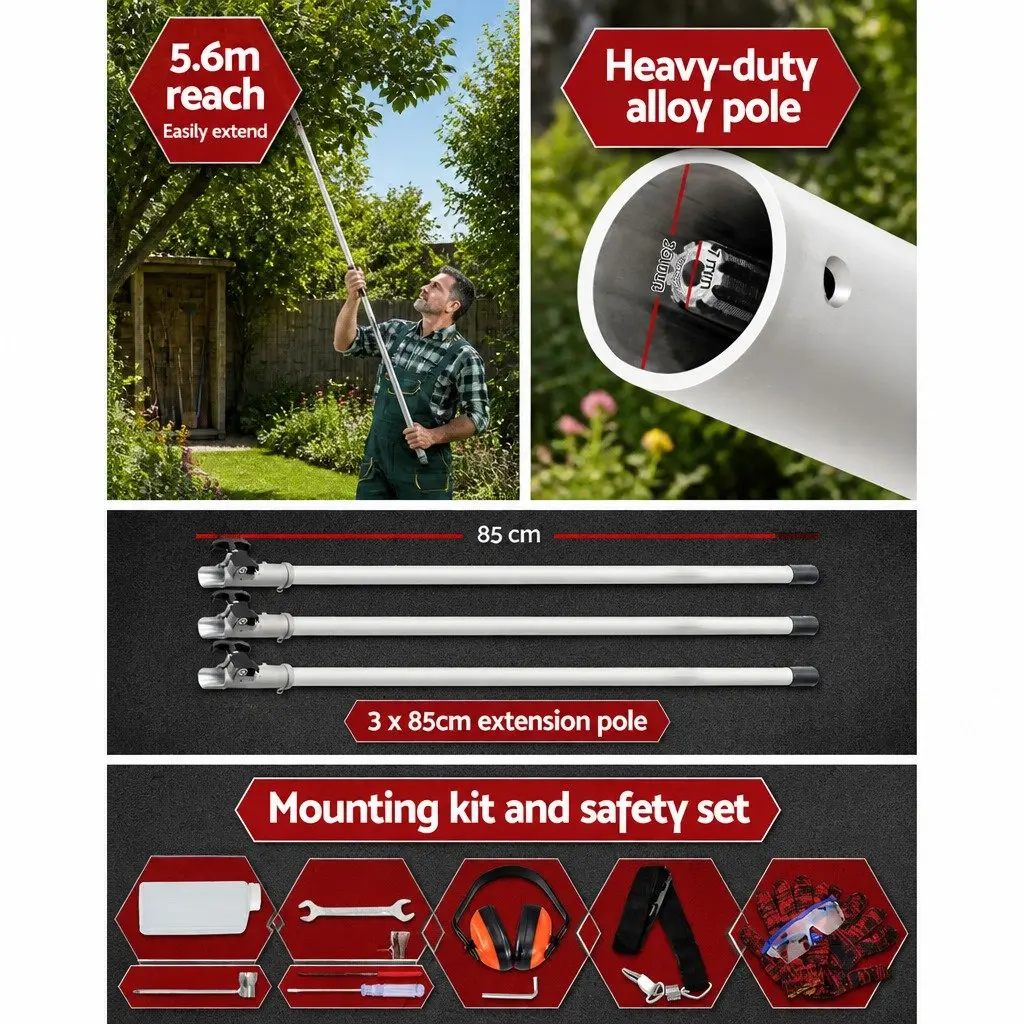 52cc Petrol Powered Chainsaw 12 Inch Bar 7 In 1 Garden Multi Tool Red