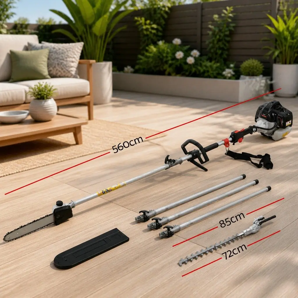 65cc Petrol Pole Chainsaw Hedge Trimmer 2-in-1 Pruner Extension Chain Saw Tool