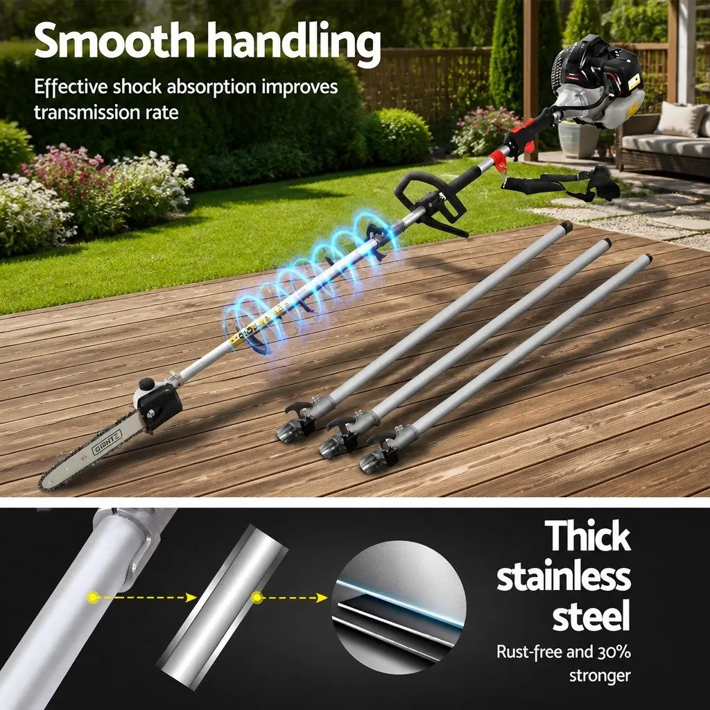 65CC Petrol Chainsaw Tree Pruner Extended Reach 12 Inch Bar Silver Black