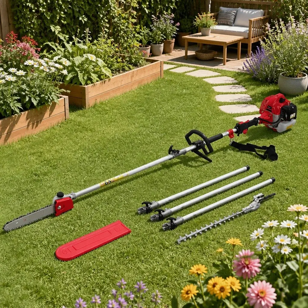 65cc Pole Chainsaw Hedge Trimmer Petrol Engine 12 Inch Bar 5.6m Extension Reach Tool