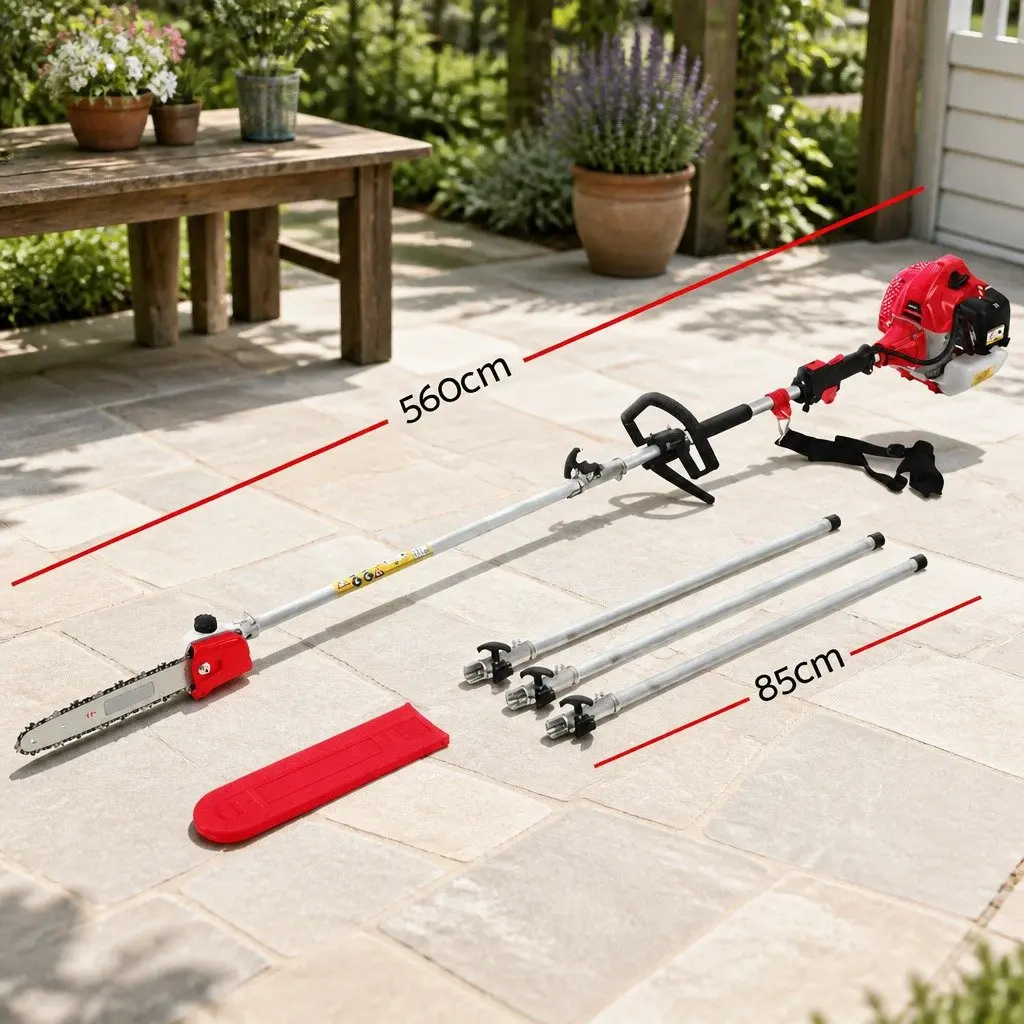 Pole Chainsaw Petrol 65CC 12in Red or Black 5.6m Reach Extension Pruning Tool