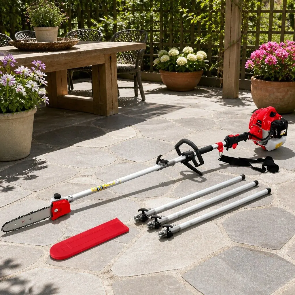 Pole Chainsaw Petrol 65CC 12in Red or Black 5.6m Reach Extension Pruning Tool