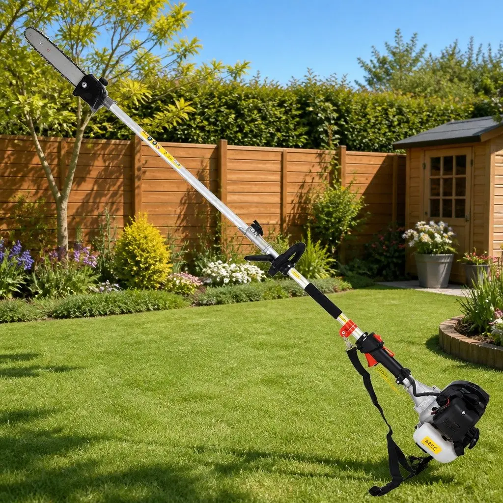 62CC Petrol Chainsaw Hedge Trimmer Brush Cutter Whipper Snipper 9-in-1 Garden Tool Silver Black