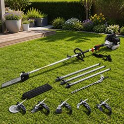62cc 7-in-1 Gardening Tool with Adjustable Reach and Attachments