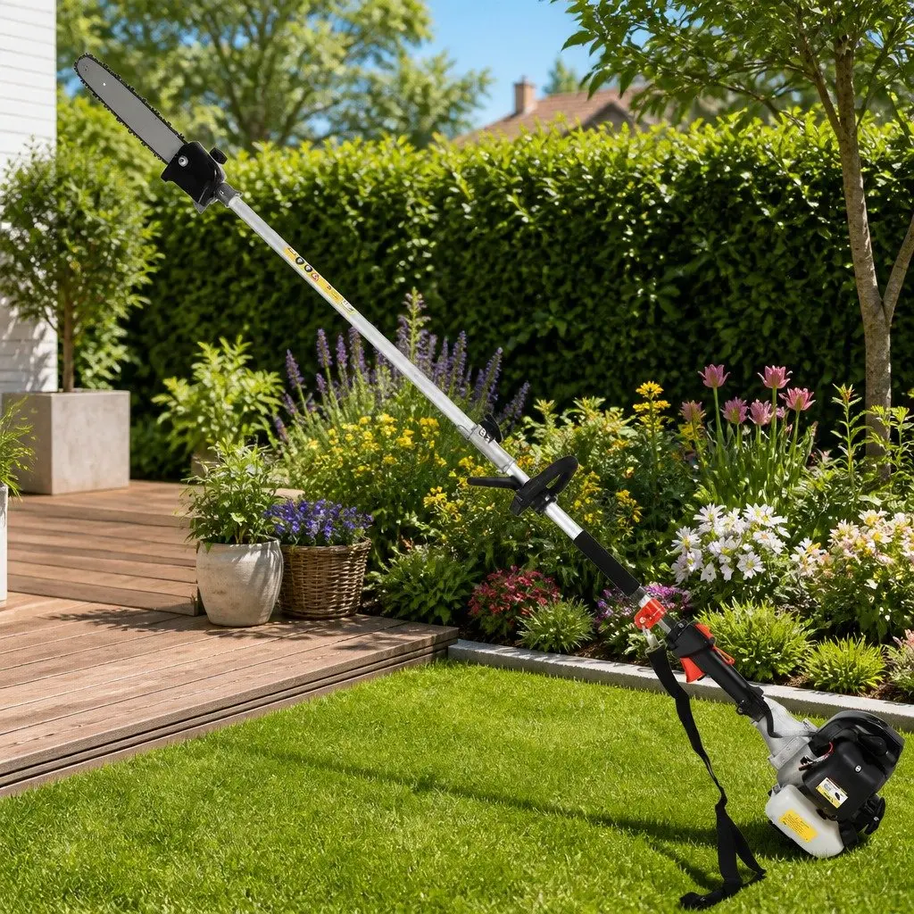 62cc Pole Chainsaw Multi-Tool System 7-in-1 Petrol Garden Tool Black 5.6m Reach