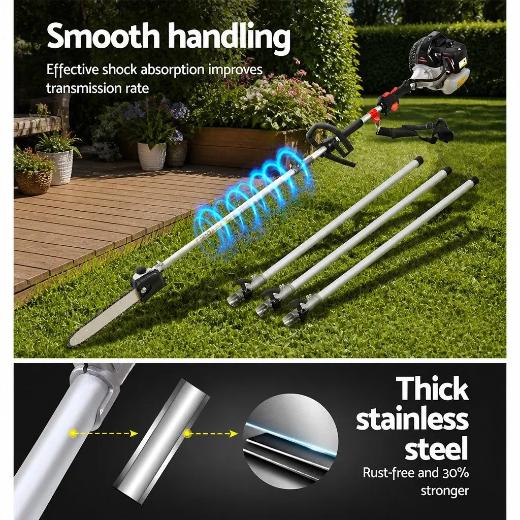 62cc Pole Chainsaw Multi-Tool System 7-in-1 Petrol Garden Tool Black 5.6m Reach