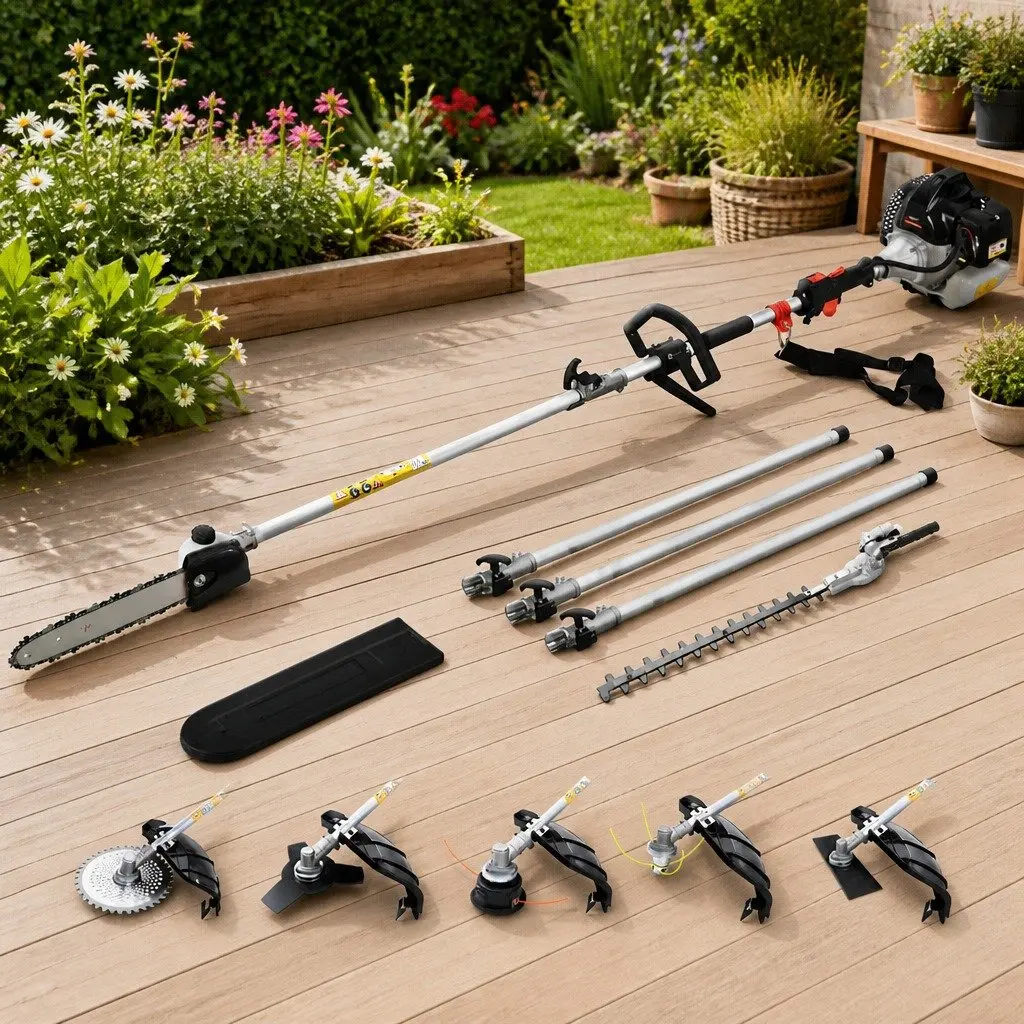 62cc Pole Chainsaw Multi-Tool System 7-in-1 Petrol Garden Tool Black 5.6m Reach
