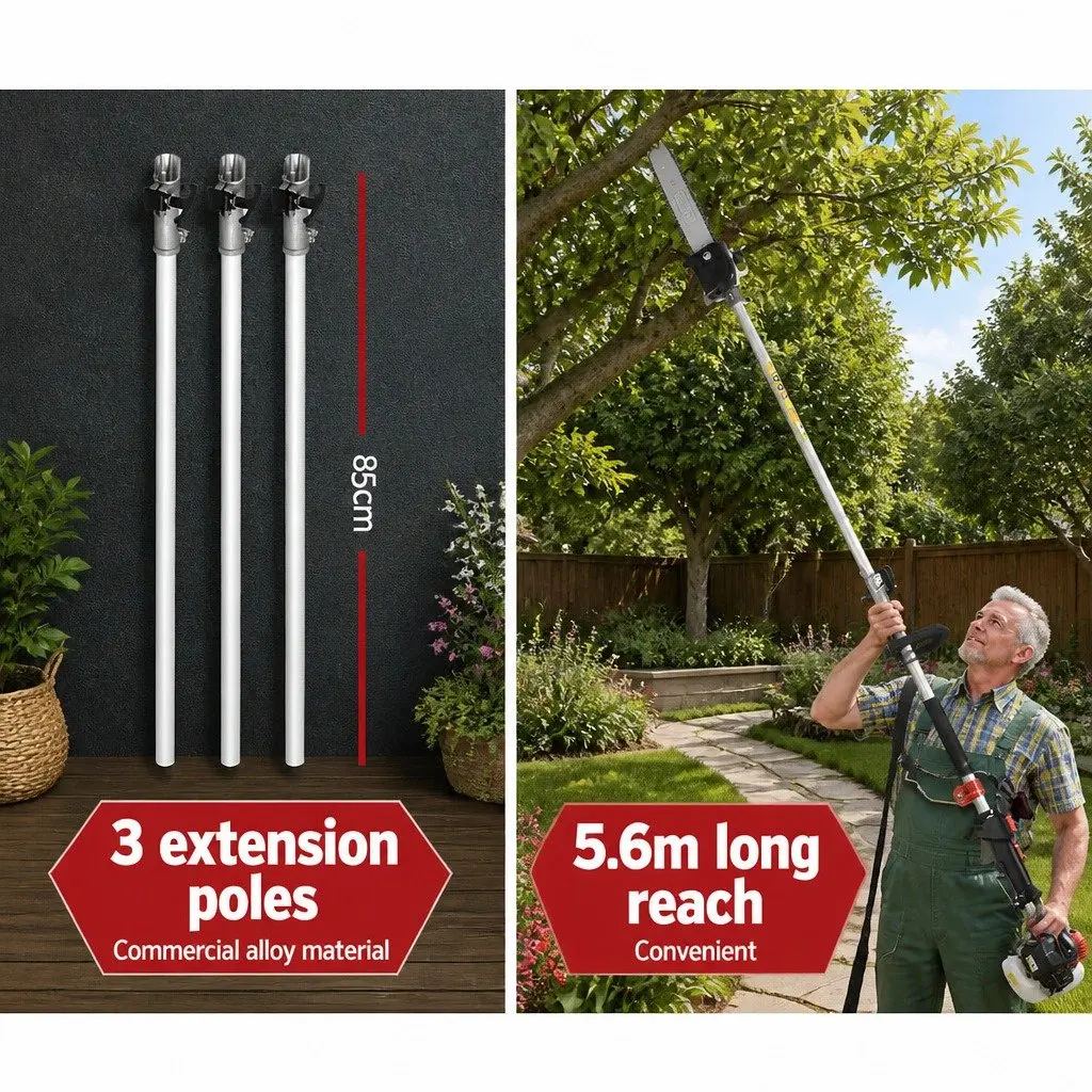Pole Chainsaw 63cc Petrol 12 Inch Bar 5.6m Reach