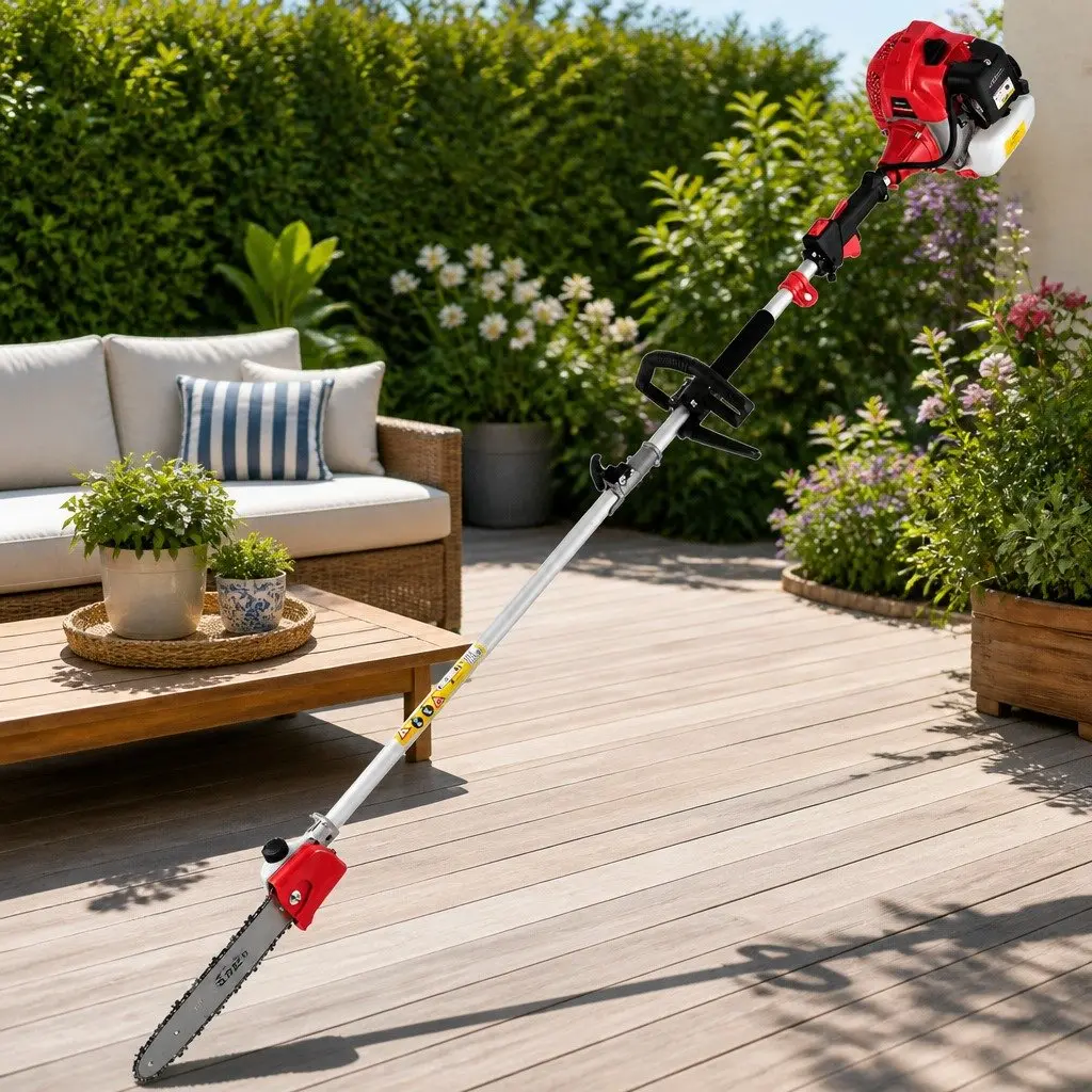 62CC Pole Chainsaw Hedge Trimmer Brush Cutter Whipper Snipper Multi Tool 5.6m Red Black