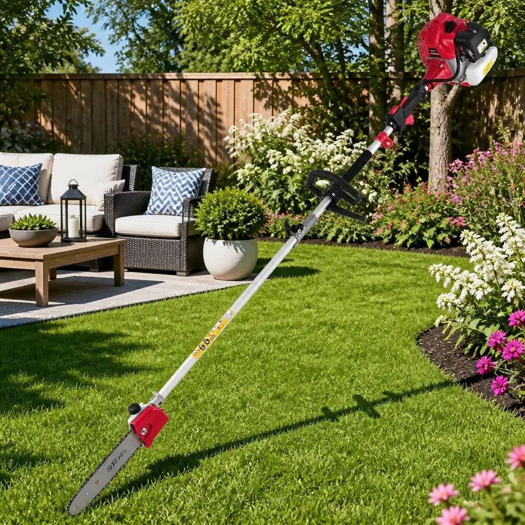 Pole Chainsaw 62CC Petrol 12in Bar 5.6m Reach Red or Black