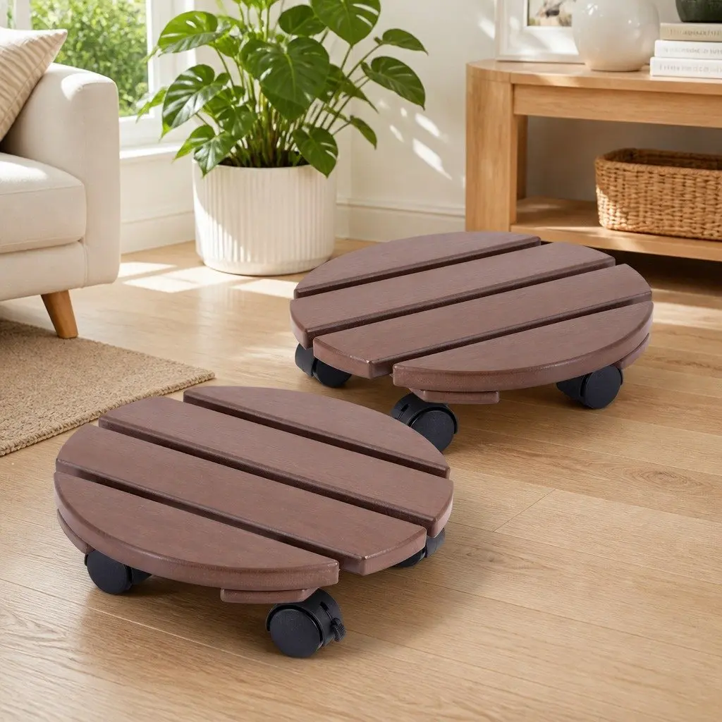 Plant Caddy Rolling Cart High Density Polyethylene 32 x 10 cm Brown