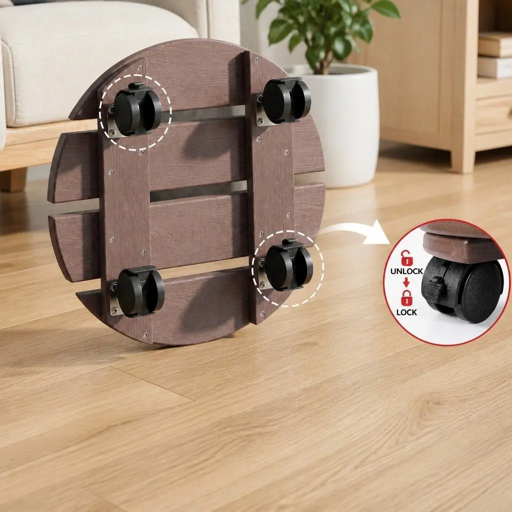 Plant Caddy Rolling Cart High Density Polyethylene 32 x 10 cm Brown
