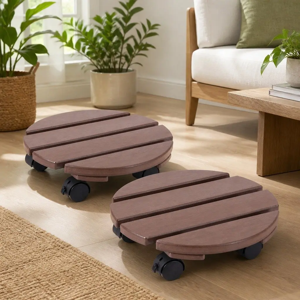 Plant Caddy Rolling Cart High Density Polyethylene 32 x 10 cm Brown
