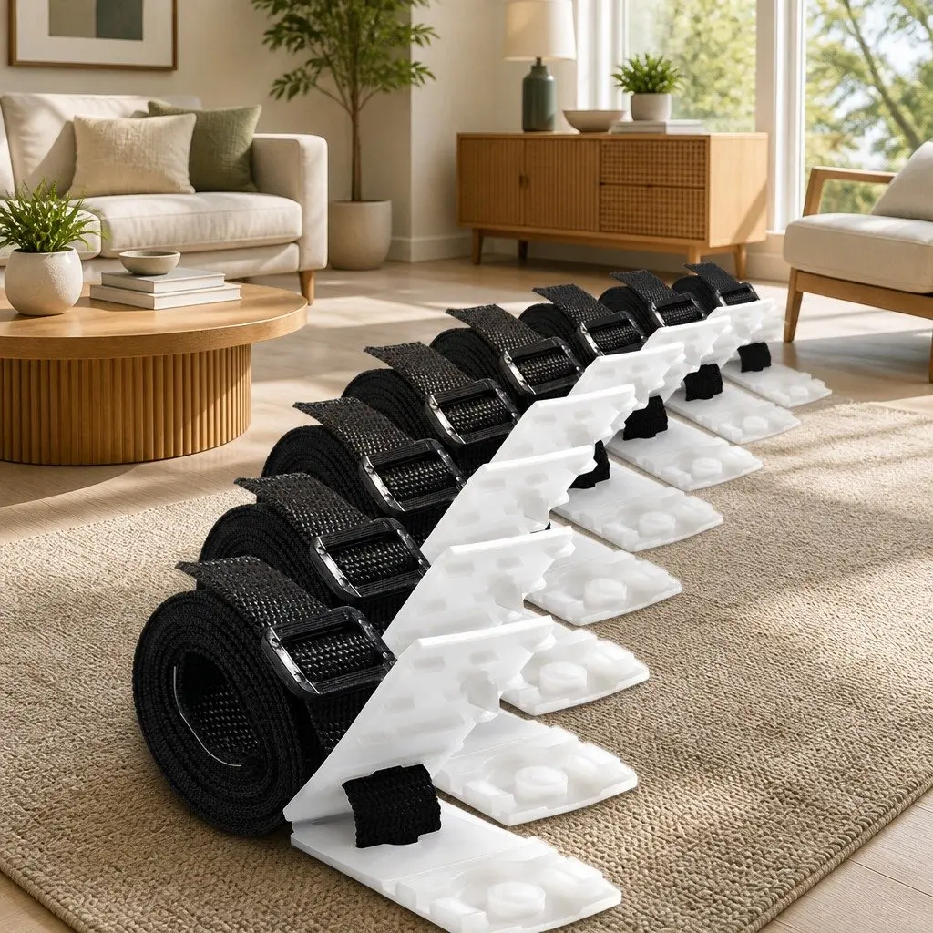 Pool Cover Roller Attachment Strap Kit Nylon Black 8 Piece