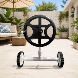 Pool Cover Roller Adjustable 4m Solar Blanket Reel Aluminium Construction Silver