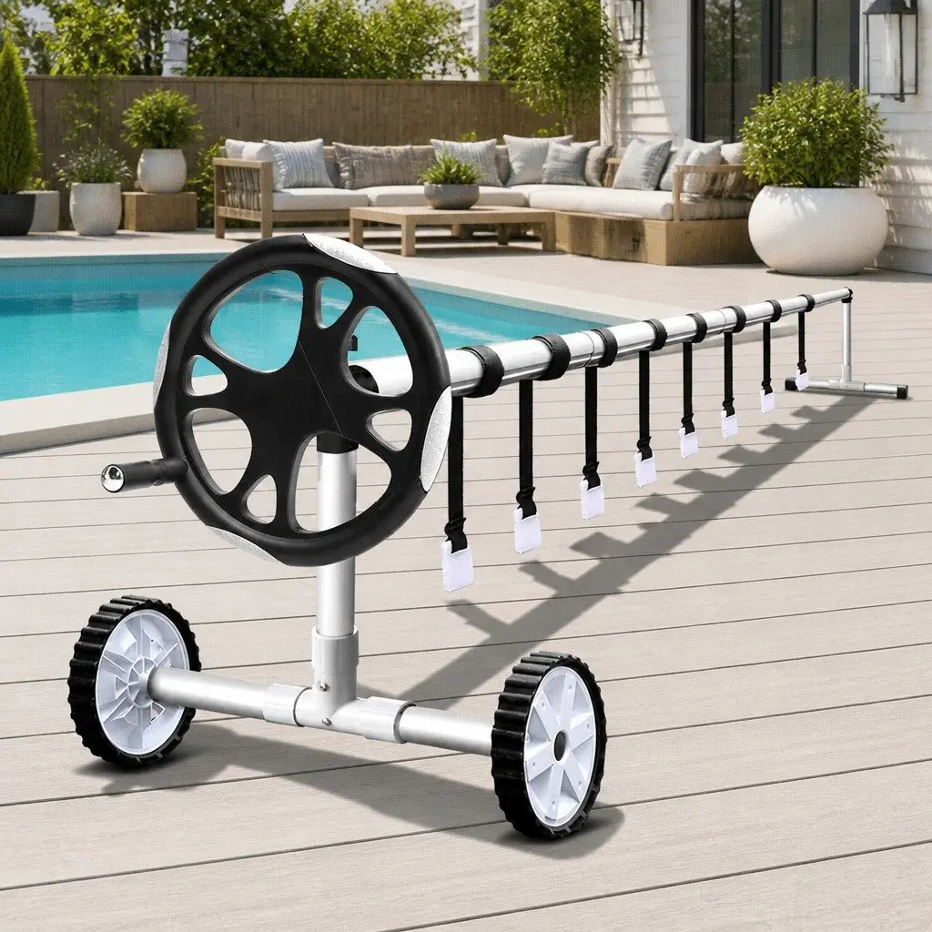 Pool Cover Roller Aluminium Adjustable Telescopic 5.5m Silver