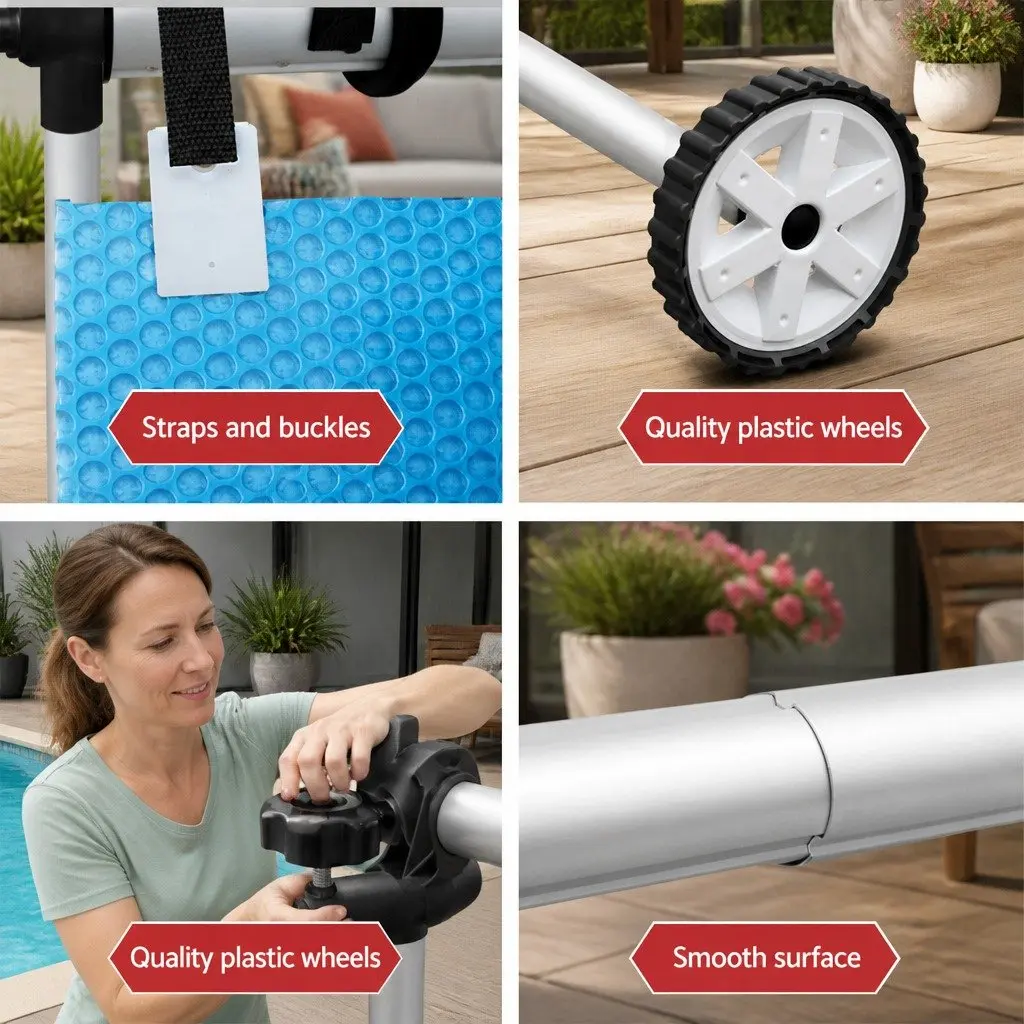 Pool Cover Roller Aluminium Adjustable Telescopic 5.5m Silver