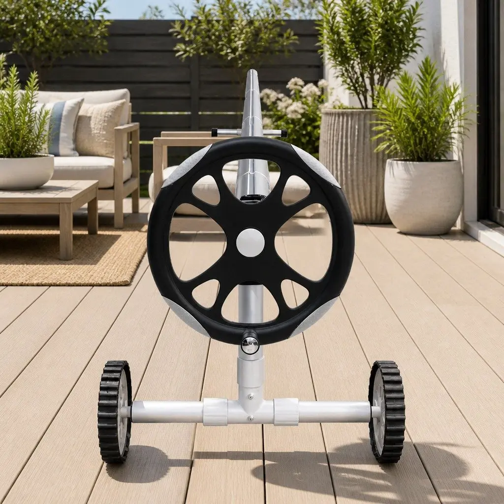Pool Cover Roller Aluminium Adjustable Telescopic 5.5m Silver