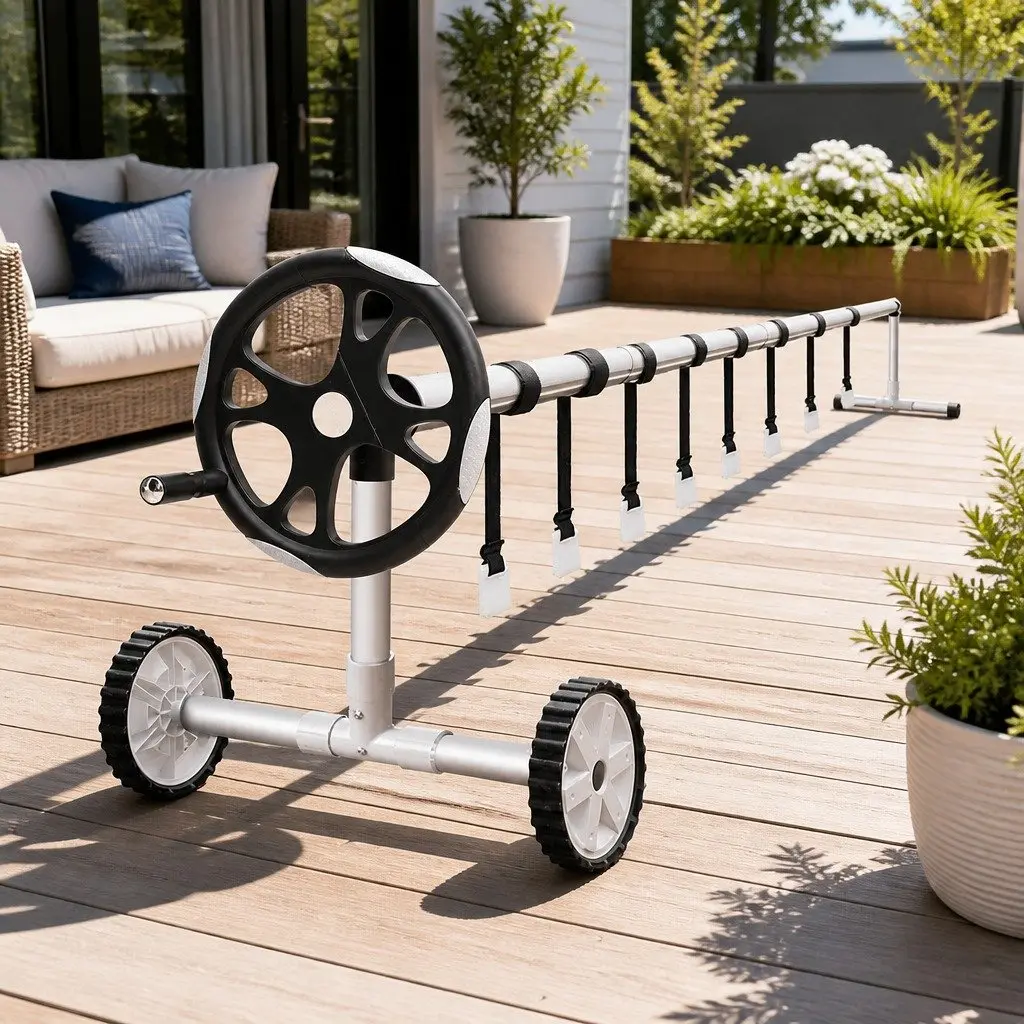 Pool Cover Roller Aluminium Adjustable Telescopic 5.5m Silver