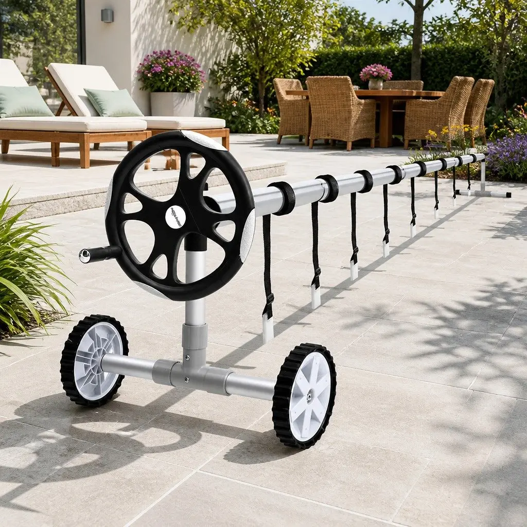 Pool Cover Roller Aluminium Alloy Adjustable 6.55m Silver