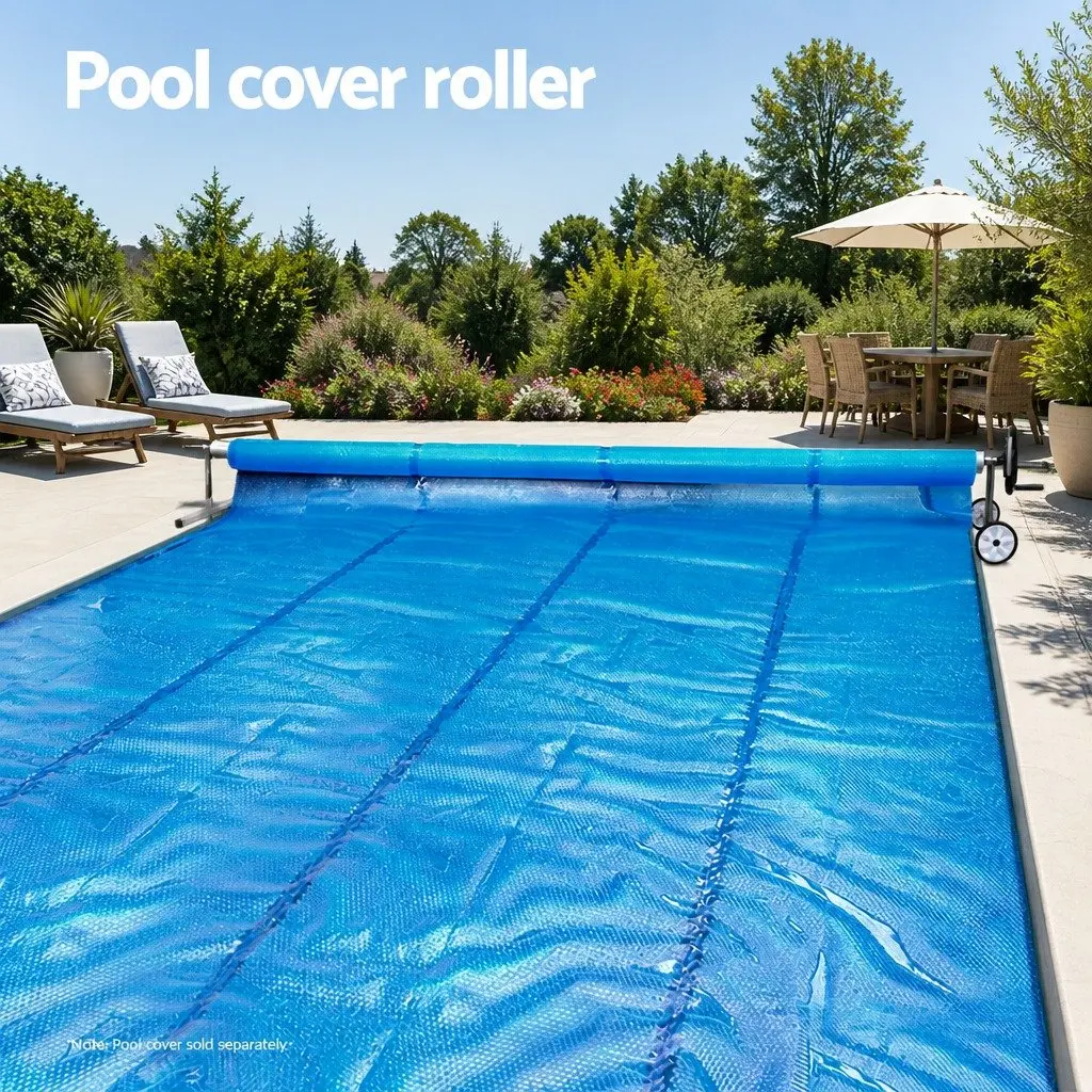 Pool Cover Roller Aluminium Alloy Adjustable 6.55m Silver